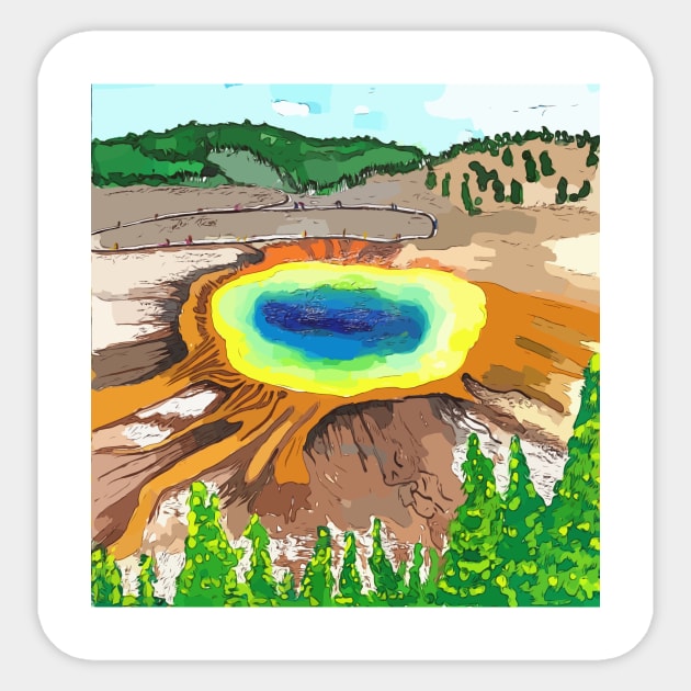 Prismatic Springs in Yellowstone National Park Sticker by WelshDesigns